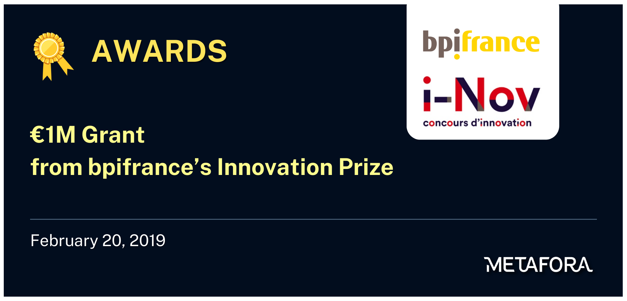 €1M Grant from Bpifrance’s Innovation Prize