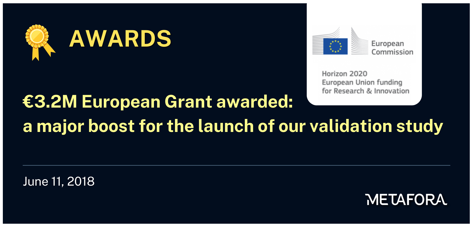 €3.2M European Grant awarded: a major boost for the launch of our validation study